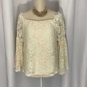 Umgee Off-The-Shoulder Lace Off-White